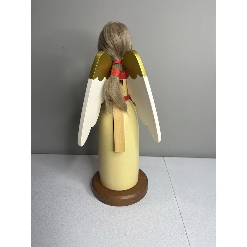 Vtg Erzgebirge Ore Mountain Germany Female‎ Yellow Angel Nutcracker Large